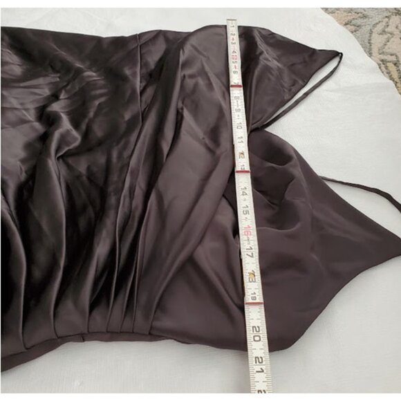 Galina Signature Black Satin Spaghetti Strap Mermaid Dress Gown Sz 18 Glam Goth - Picture 13 of 16